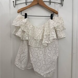 Lilly Pulitzer Cream Eyelet Ruffle Blouse